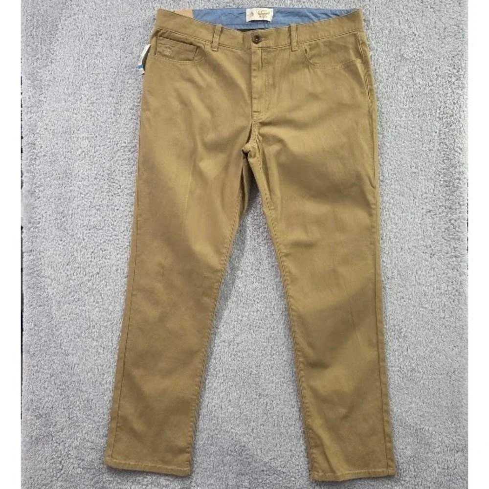 Original Penguin Men's Slim Fit Stretch Twill Chino Pants 36x32 Kelp Tan NWT